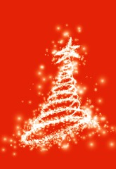 red card with magic Christmas tree