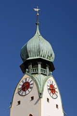 Kirchturm mit Uhr - church - steeple