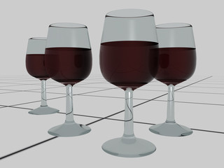 Background- Weingläser - Fliesen - 3D