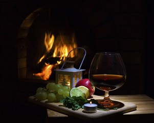 fireplace cognac