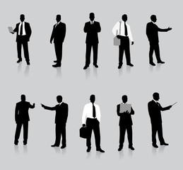 Young business man silhouettes