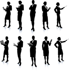 Young business woman silhouettes