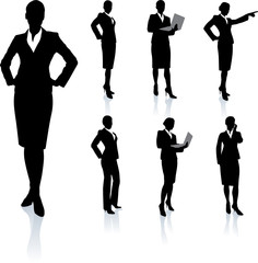 Young business woman silhouettes