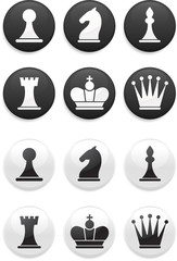 black and white Chess set on round buttons