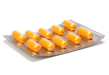 Capsules isolated on white background