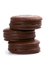 three chocolate cookies
