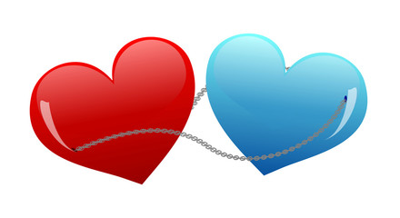 Hearts connected by a chain