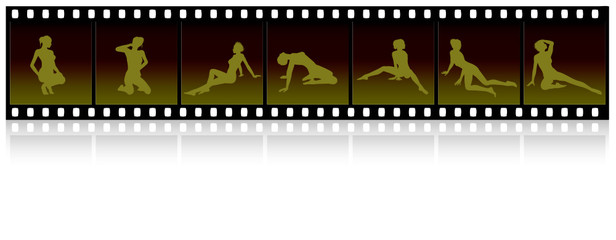Negative Film strip images of a sexy girls shoot