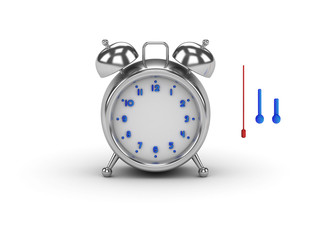 Shiny alarm clock with separated arrows