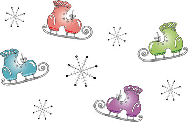 winter elements, Schlittschuhe, Eis, Schnee, Schneeflocken