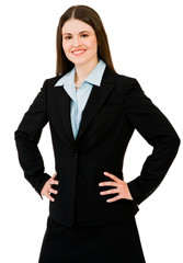 Close-up of businesswoman smiling