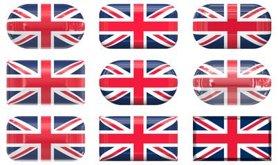 nine glass buttons of the Flag of the United Kingdom