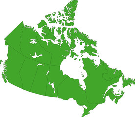 Green Canada map with province borders
