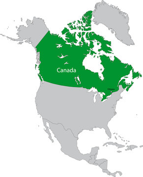 Location of Canada on the north America continent