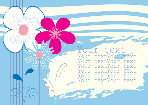 Background blue with flowers