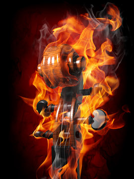 Burning violin scroll