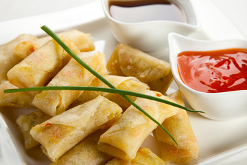 Fried Chinese traditional spring rolls