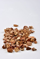 some organic cracked betelnut and white background