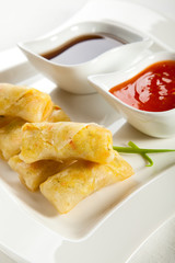 Fried Chinese traditional spring rolls