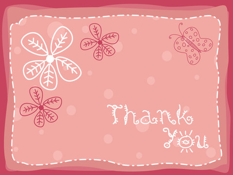 abstract floral background with thankyou text and flowers