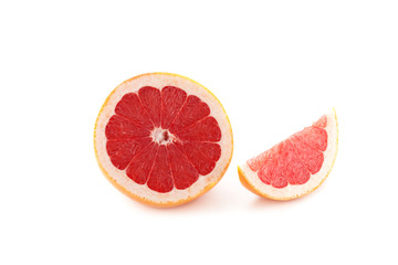Fototapeta na wymiar Sliced Grapefruit isolated on white
