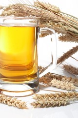 Glass of beer with grain