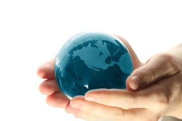 world in hand and global internet and business