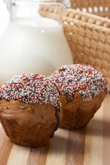 fresh muffins with milk