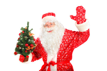 santa claus with christmas tree