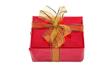 red present with gold bow