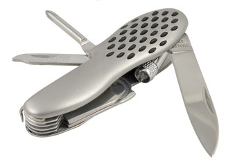 unfolded penknife isolated on white background