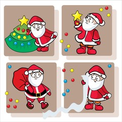 Funny Santa Claus with Christmas fir, toys and star