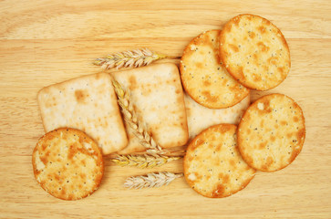 Group of cheese biscuits with wheat