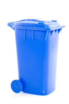 Blue trashcan