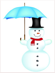 Schneemann mit Regenschirm