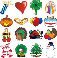 Set of 16 Holiday Icons