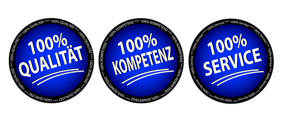 Blaues Set Kompetenz Qualität Service