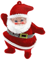 père Noël rouge décoration sapin fond blanc