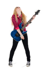 beautiful blonde with a guitar