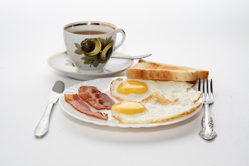 Classic Breakfast isolated on white background..
