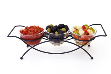 Salsa, olives and pickles