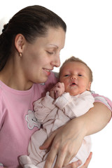 mother loking at her baby.