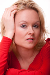 Fototapeta premium Attractive young caucasian blonde woman