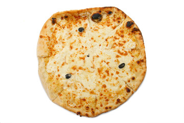 pizza 3 fromage isolée sur fond blanc