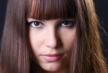 close-up portrait of beautiful brunette.