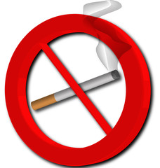 Señal prohibido fumar con humo fondo blanco