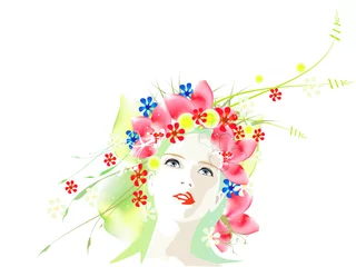 Rolgordijnen vector lente meisje © blina