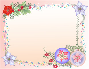 Christmas Background  with Confetti and Balls