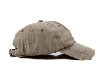 Khaki ball cap on white