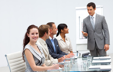 Beautiful businesswoman in a presentation